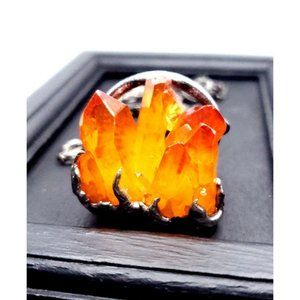 Campfire - orange aura quartz crystal necklace handmade gothic fantasy Halloween